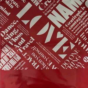 Lululemon Athletica Set of 2 Reusable Shopping Tote‎ Bags Red & White 16x13x6 in